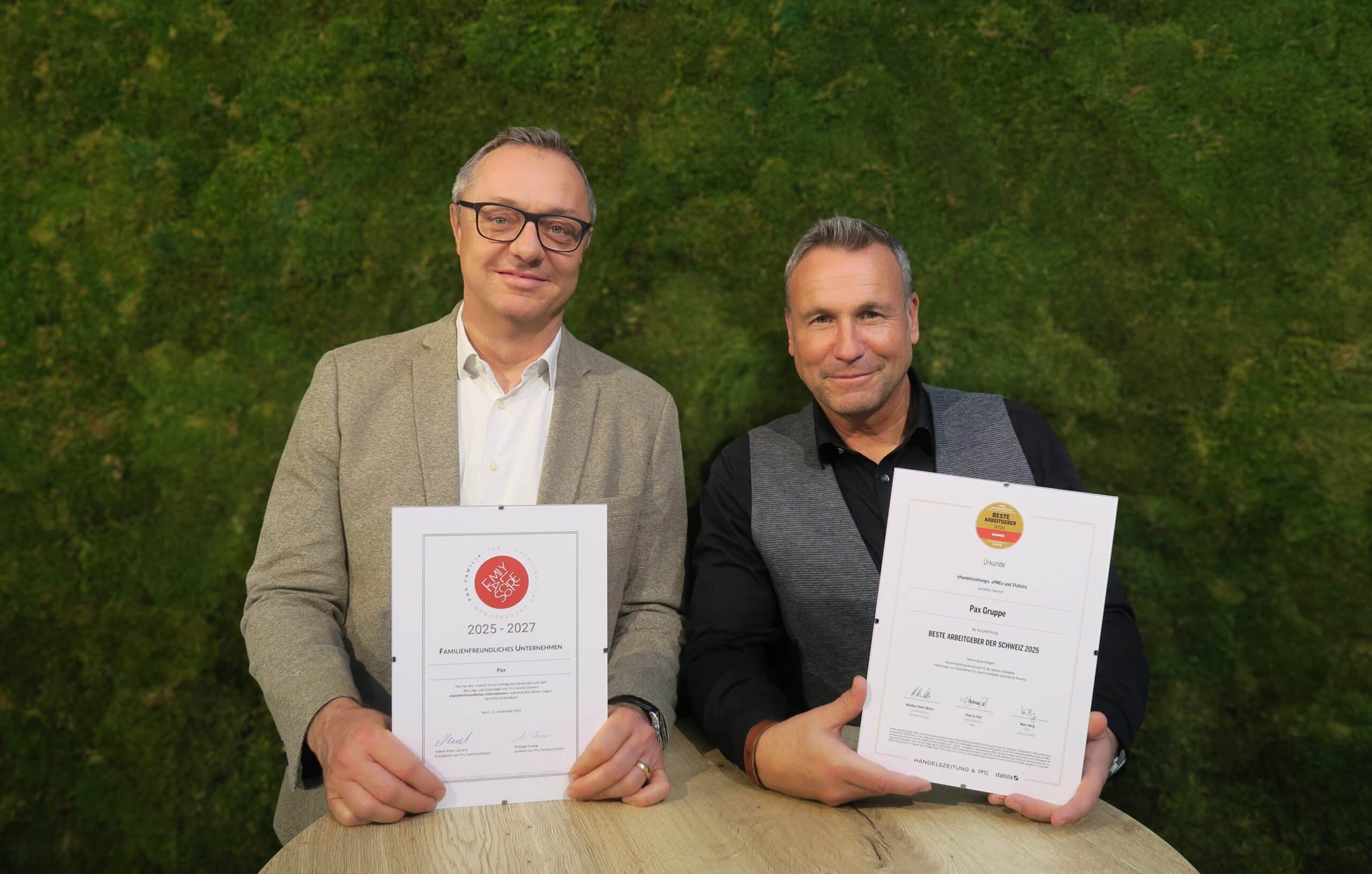 Von links nach rechts: Peter Kappeler, CEO von Pax, Reto Schneider, Leiter Human Resources von Pax