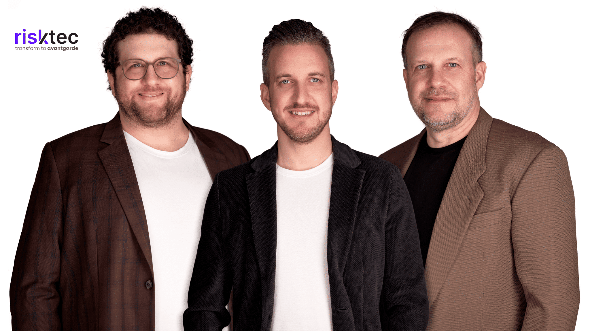 3 Jahre stark: risktec lanciert «integre», um die Rückversicherung neu zu gestalten. Bild: Die drei Gründer Sandro Nardi (CTO), Marco Peyer (CPO) und René Turra (CEO).