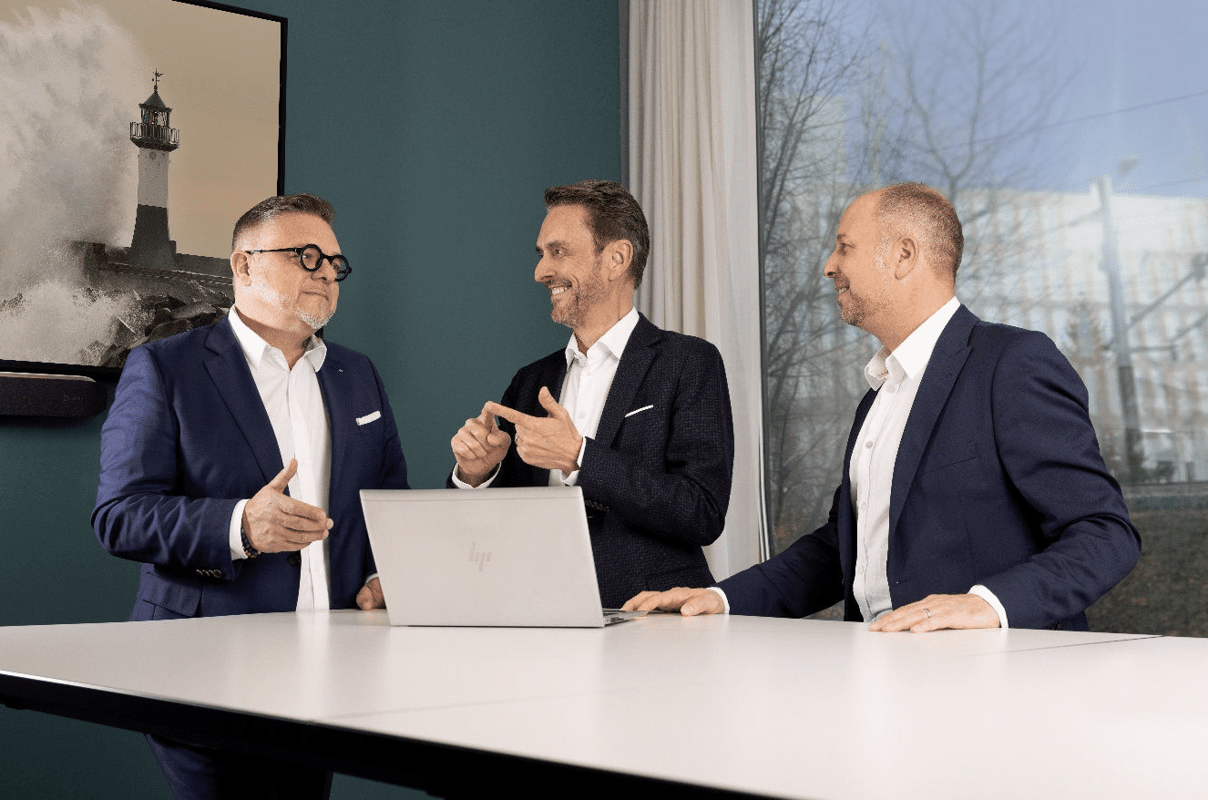 Generationenwechsel bei Funk Schweiz: v. l. n. r.: Marc Rothenbühler, Urs A. Bleisch, Rafael Fischbach.